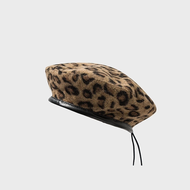 Women's Pastoral Minimalist Leopard Eaveless Beret Hat