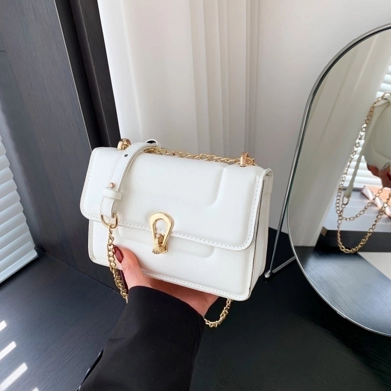Women's Pu Leather Solid Color Classic Style Flip Cover Shoulder Bag