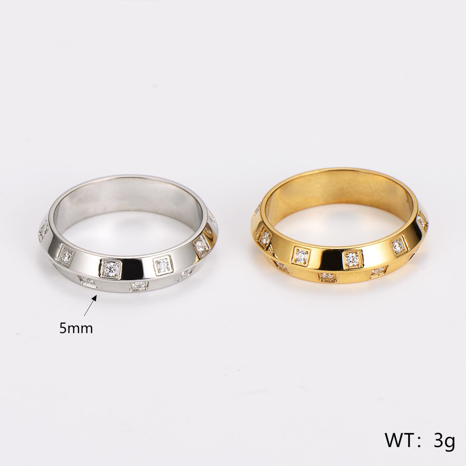 Aml Popular Diamond Ring Stainless Steel Personality Hip-Hop Trend Ring