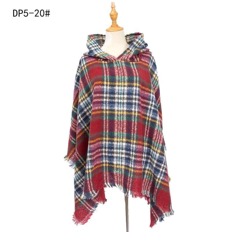Women's Streetwear Plaid Polyester Tassel Shawl
