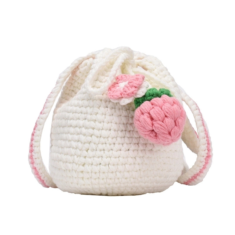 Women's Small Yarn Flower Strawberry Cute String Crossbody Bag