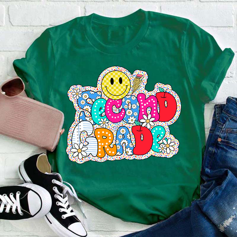 Personalized Colorful Polka Dot Cute Letters Teacher T-Shirt