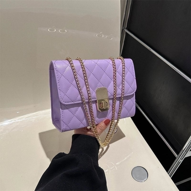 Women's Pu Leather Solid Color Basic Streetwear Square Flip Cover Shoulder Bag Crossbody Bag