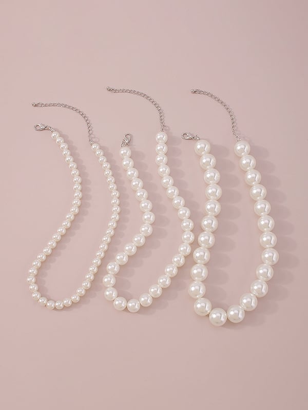 Imitation Pearl Three Pieces Necklaces Accessories Dainty Necklace