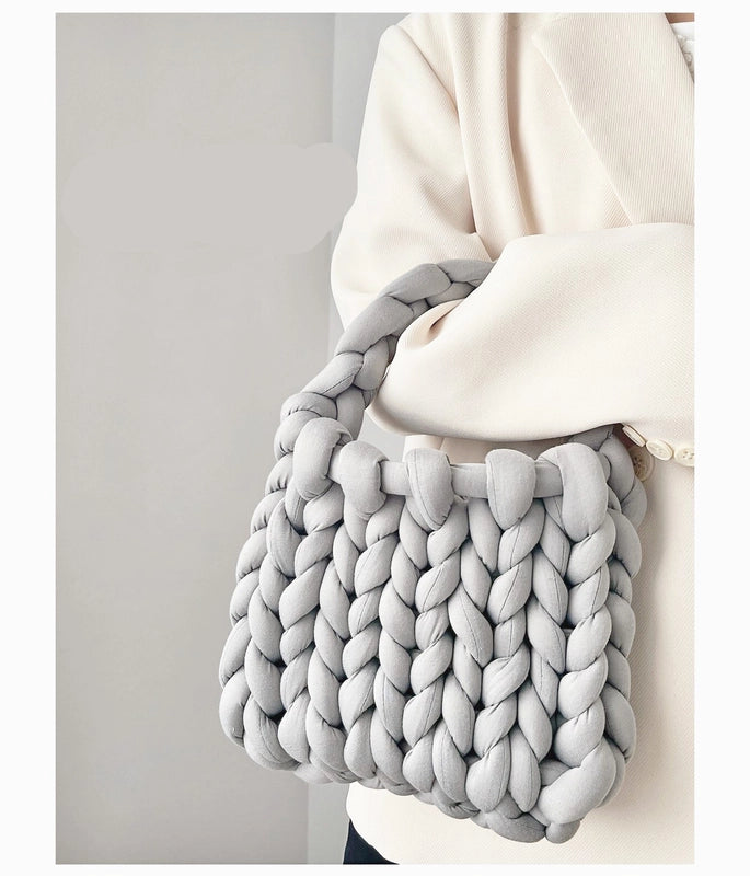 New Thick Ice Island Thread Woven Bag Diy Hand-woven Bag Filling Core Yarn Shoulder Bag