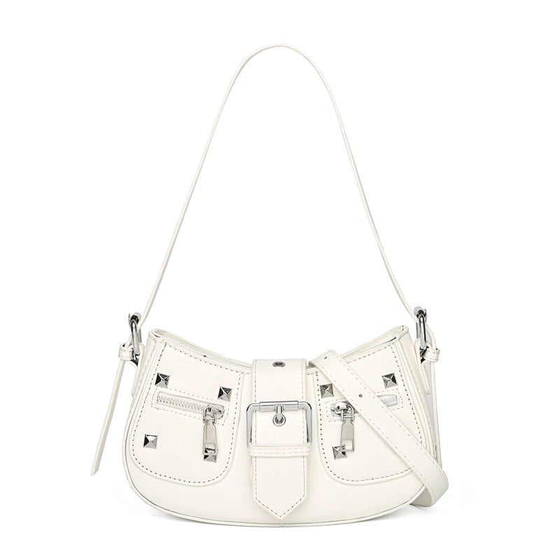 Women's Medium Pu Leather Solid Color Streetwear Magnetic Buckle Underarm Bag