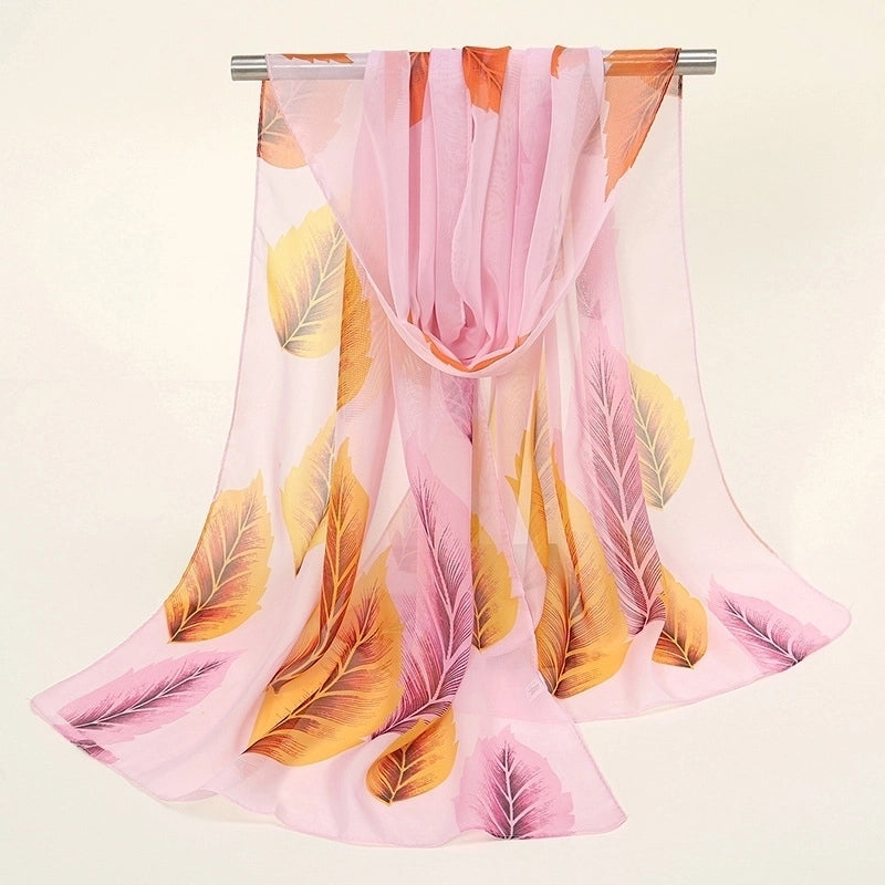 Women's Sweet Color Block Chiffon Printing Silk Scarf