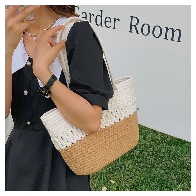 Women's All Seasons Cotton Rope Classic Style Beach Bag