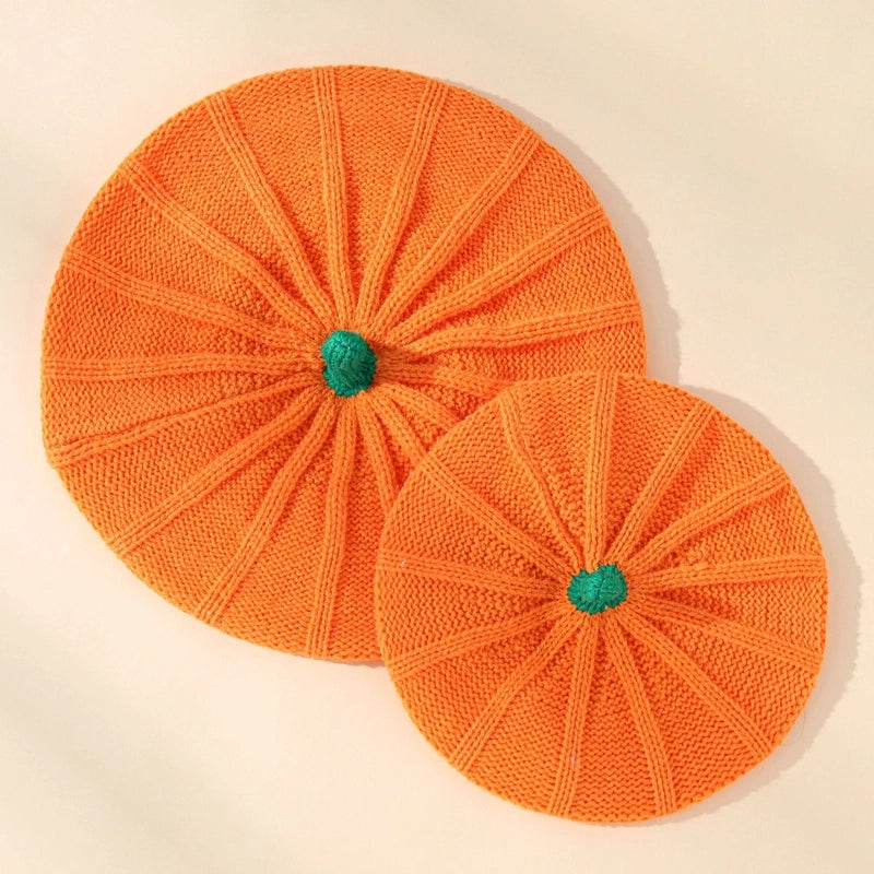 Children Unisex Adults Cartoon Style Cute Minimalist Pumpkin Eaveless Wool Cap