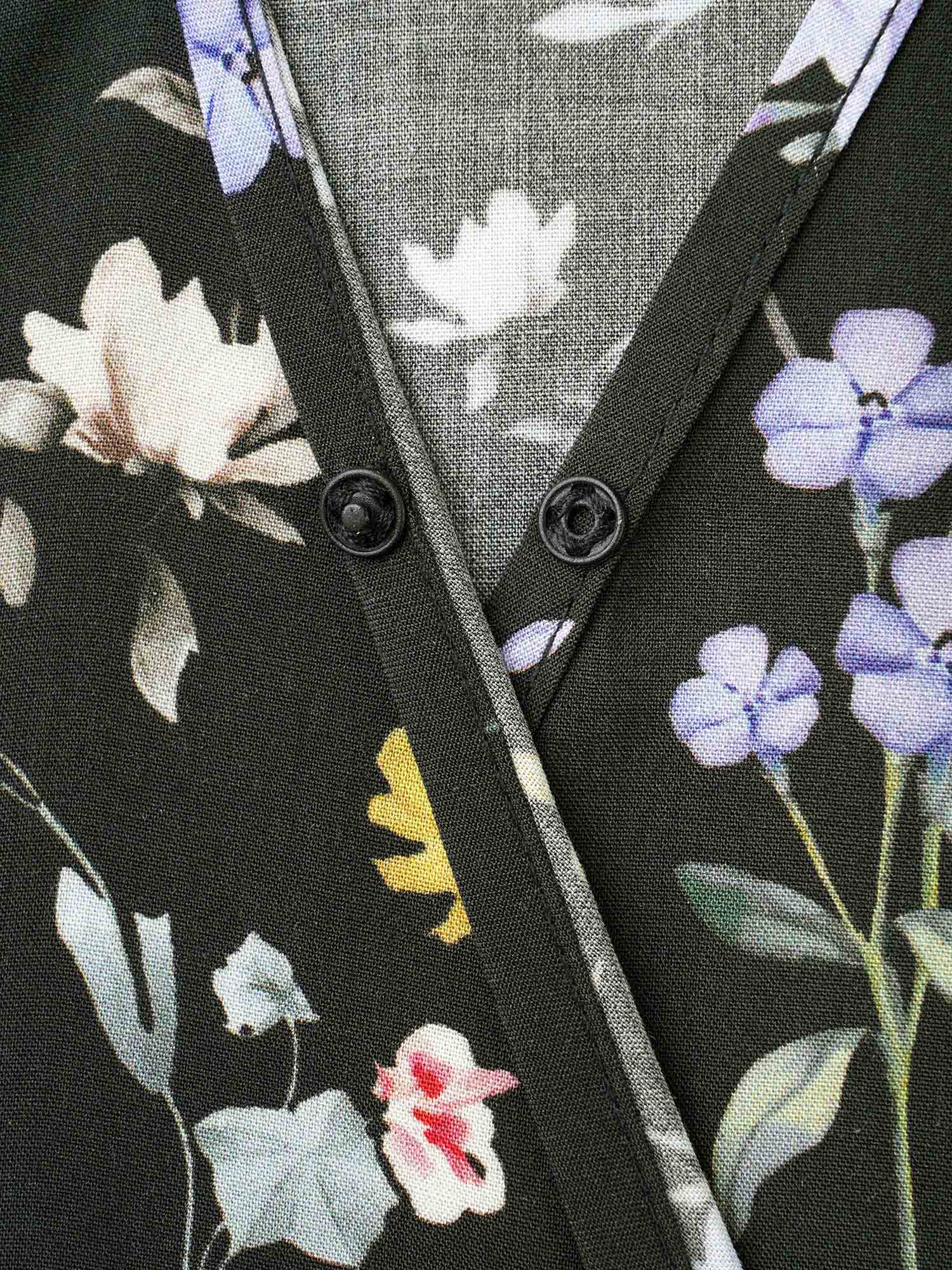 Floral Wrap Ruffle Sleeve Dress