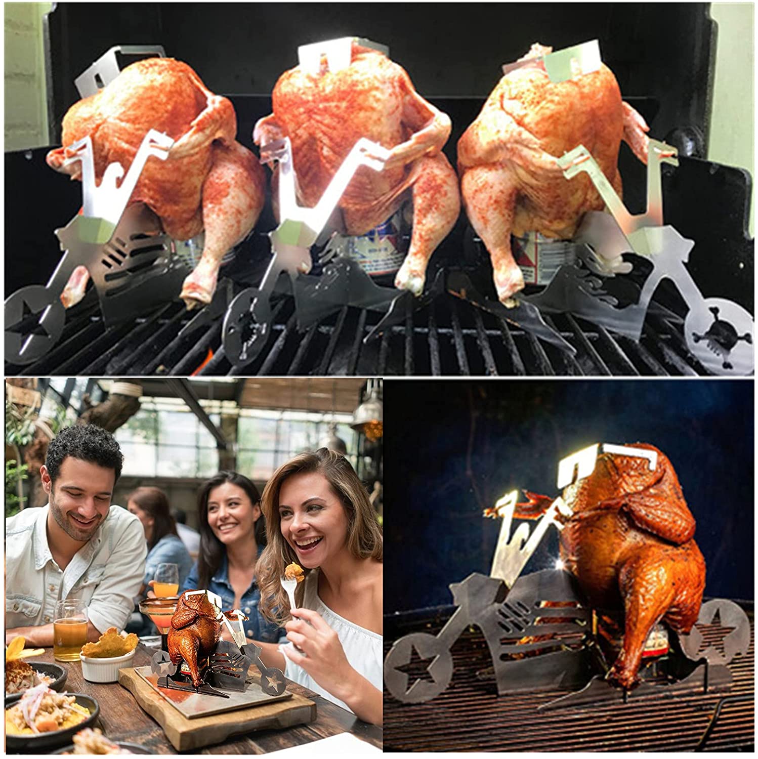 Portable Chicken Stand Beer Motorcycle BBQ