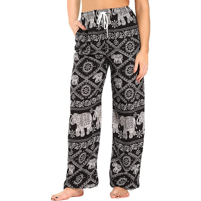 Women's Floral Print Boho Yoga Pants Harem Pants