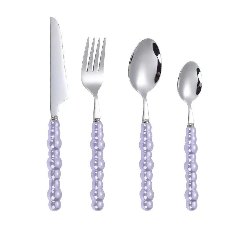 Ceramic Pearl Handle Stainless Steel Knife. Fork And Spoon Creative Light Luxury Western Food Hotel Steak Knife Dessert Spoon Tableware Suit