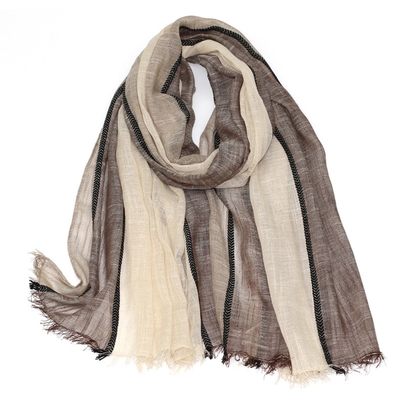 New Spring And Autumn Color Matching Polyester Printed Scarf Women's Travel Sunscreen Beach Towel Sunshade Multi-function Large Shawl