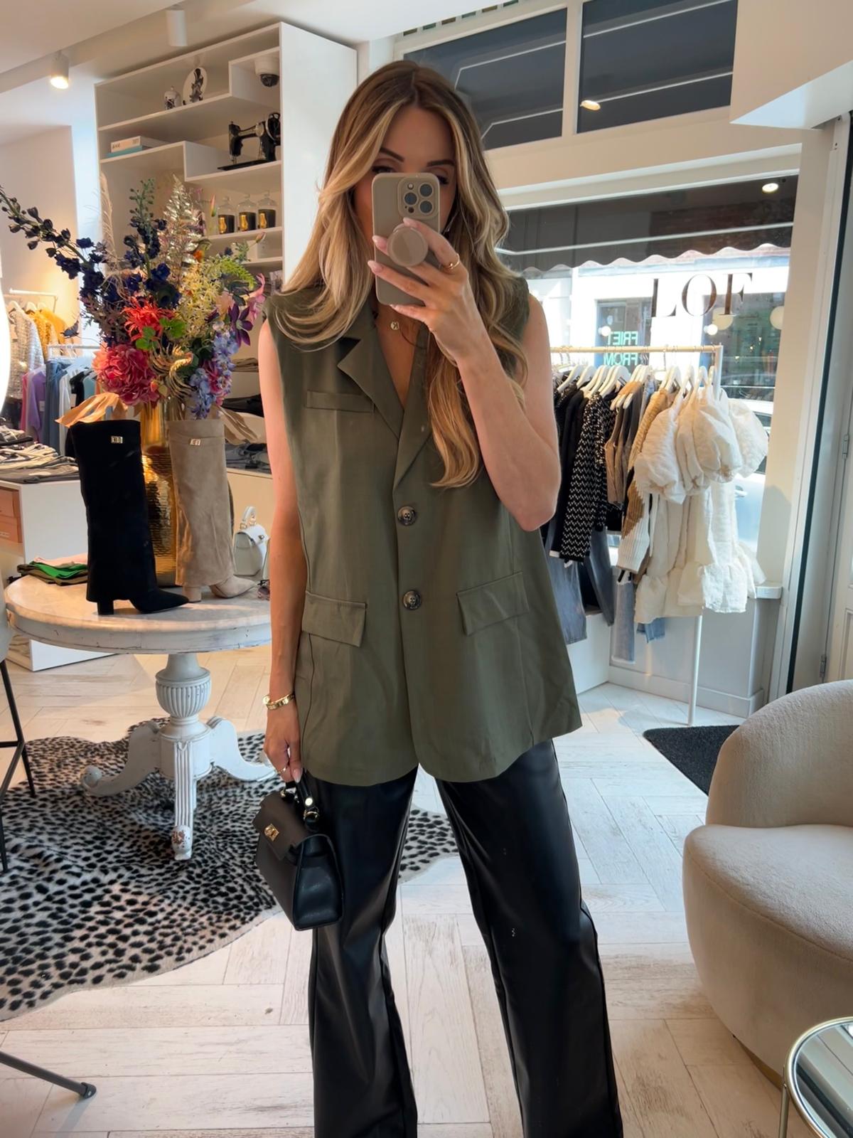 Celina gilet open back Army