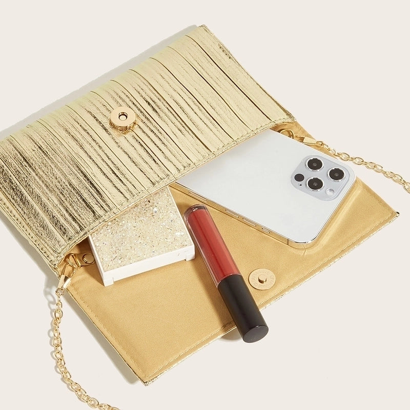 Gold Silver Black Pu Leather Solid Color Square Evening Bags