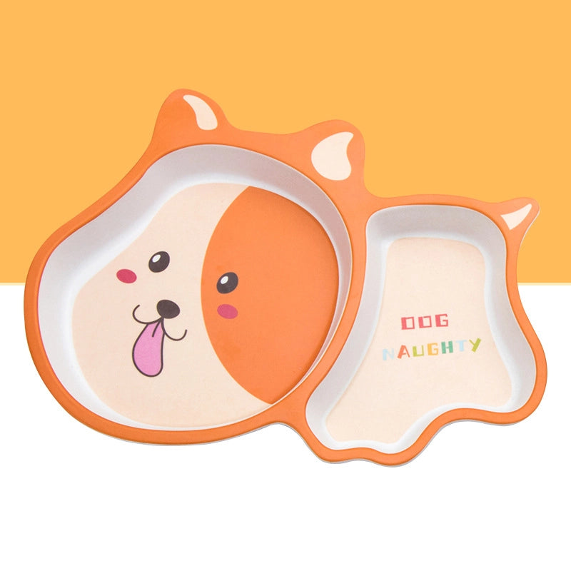 Creative Cute Cartoon Bamboo Fiber Children Dishes Household Kindergarten Children's Plate Baby Grid Plate