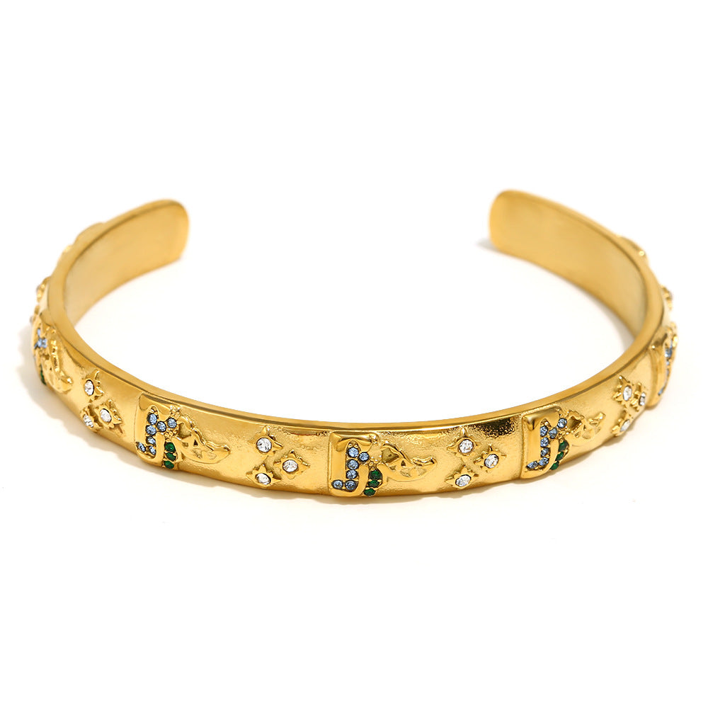 Ins Fashion Niche Advanced Versatile Ring Bracelet Stainless Steel 18K Gold Plated Tarot Earrings Female