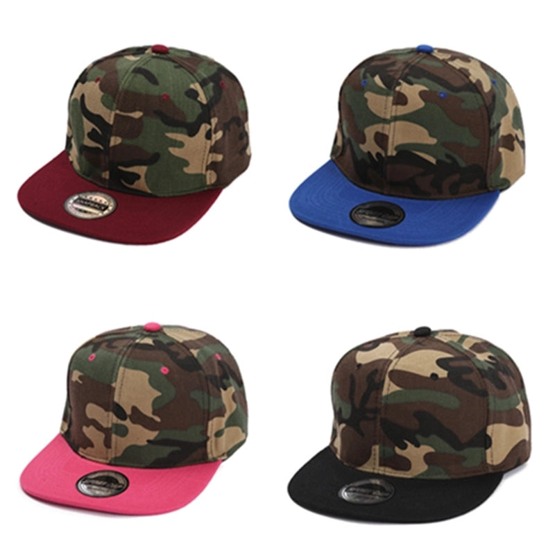 Unisex Streetwear Color Block Camouflage Flat Eaves Baseball Cap