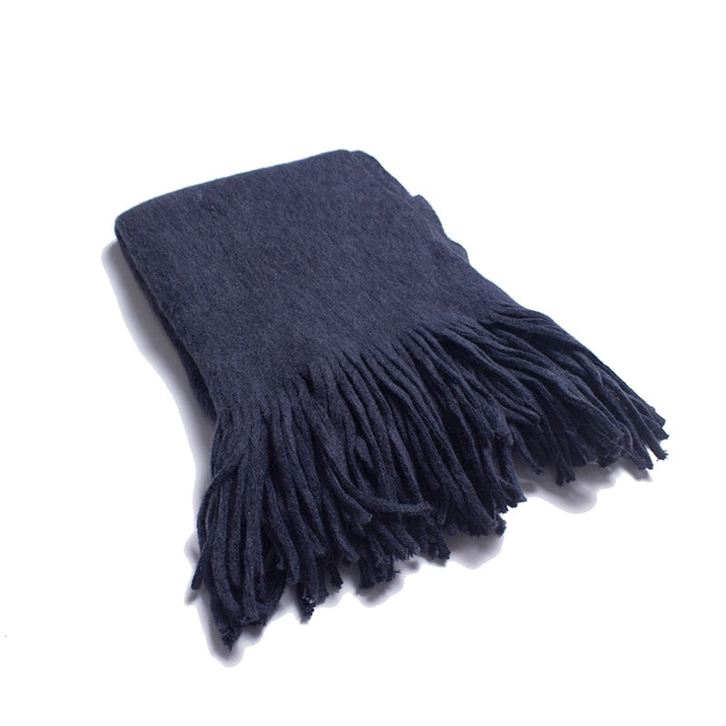 Unisex Casual Minimalist Solid Color Wool-like Tassel Scarf