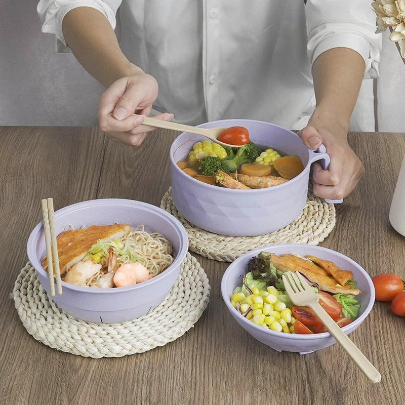 Casual Solid Color PP Wheat Straw Tableware 6-Piece Set