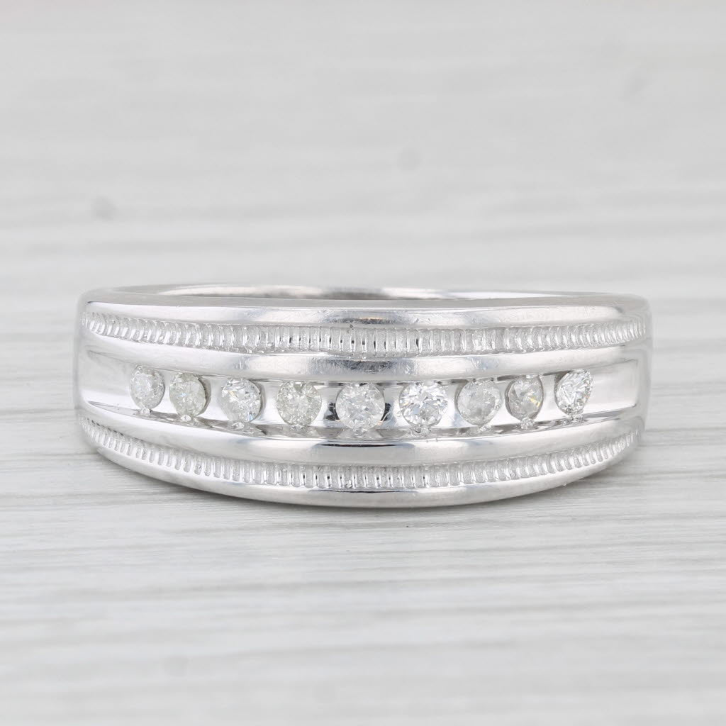 0.20ctw Diamond Men's Wedding Band 10k White Gold Size 11.25 Ring