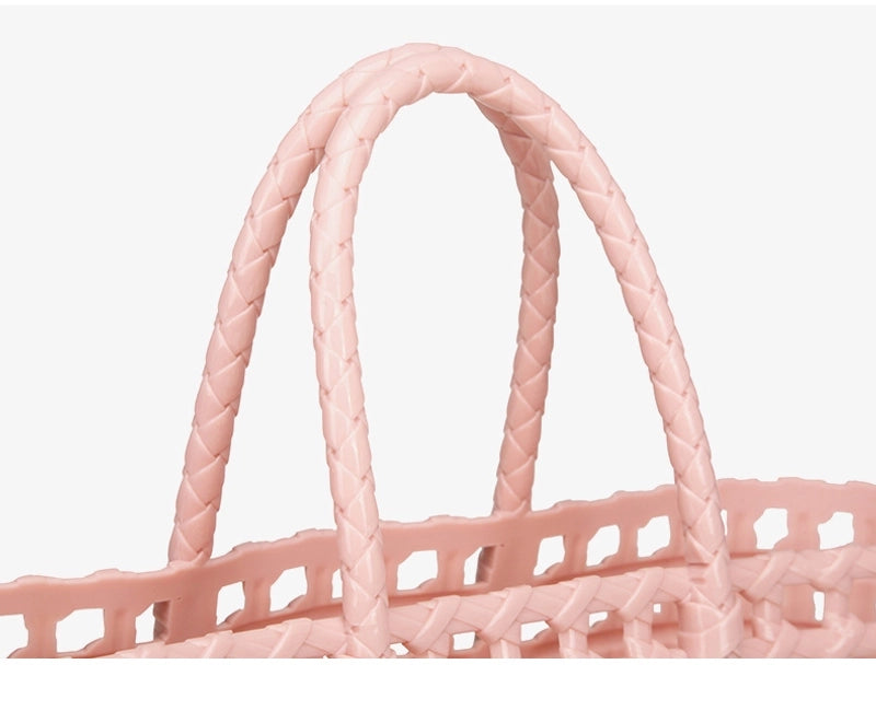 Women's Large PVC Solid Color Vacation Classic Style Bucket Open Handbag