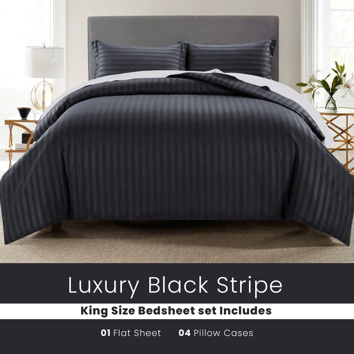 Black Stripe-Bed Sheet Set