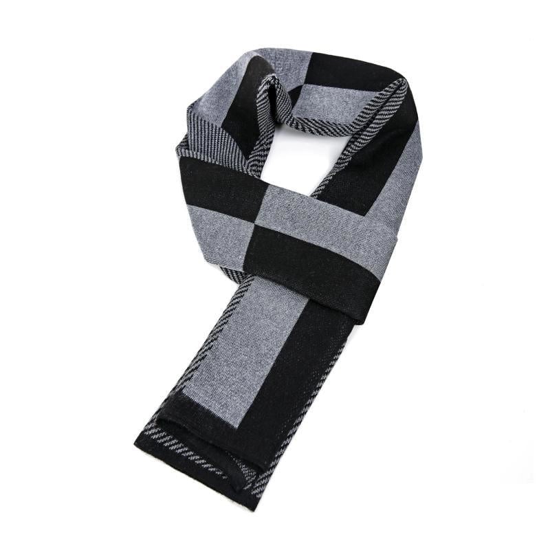 Autumn And Winter Scarf Long Fashion Warm Padded Plaid Men's Scarf Knitted Scarf Factory Outlet