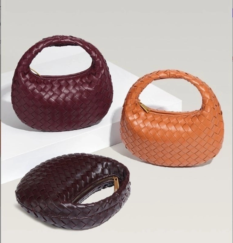 Women's Small Pu Leather Solid Color Streetwear Round Zipper Handbag