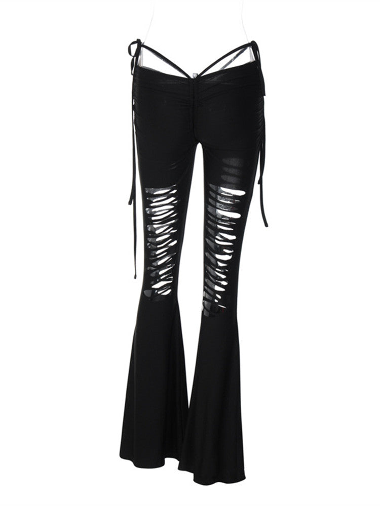 RIPPED HIGH WAIST  PANTS  KF836972