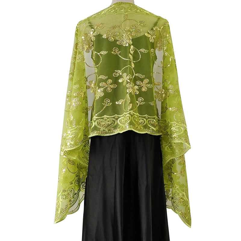 Hot New Arrival Sequin Shawl Wedding Dress Evening Dress Cheongsam Shawl Bridesmaid Shawl Scarf Women