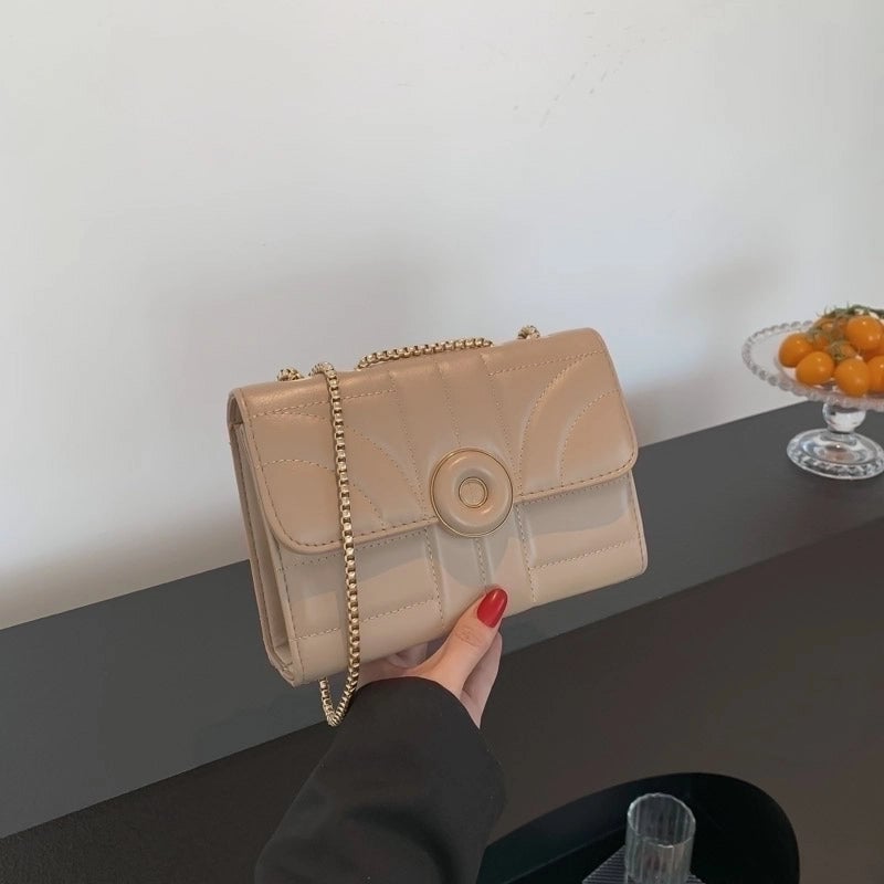 Women's Pu Leather Solid Color Elegant Square Magnetic Buckle Shoulder Bag Crossbody Bag