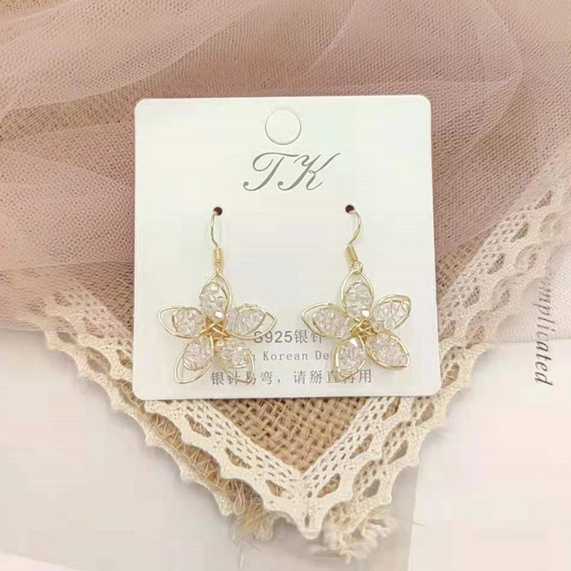 1 Pair Fashion Flower Butterfly Bow Knot Inlay Alloy Artificial Pearls Rhinestones Shell Earrings
