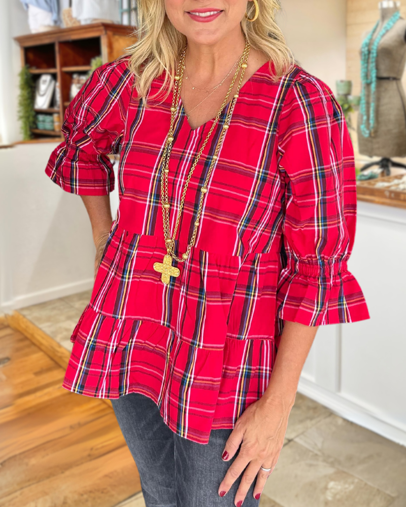 Plaid Ruffle Top