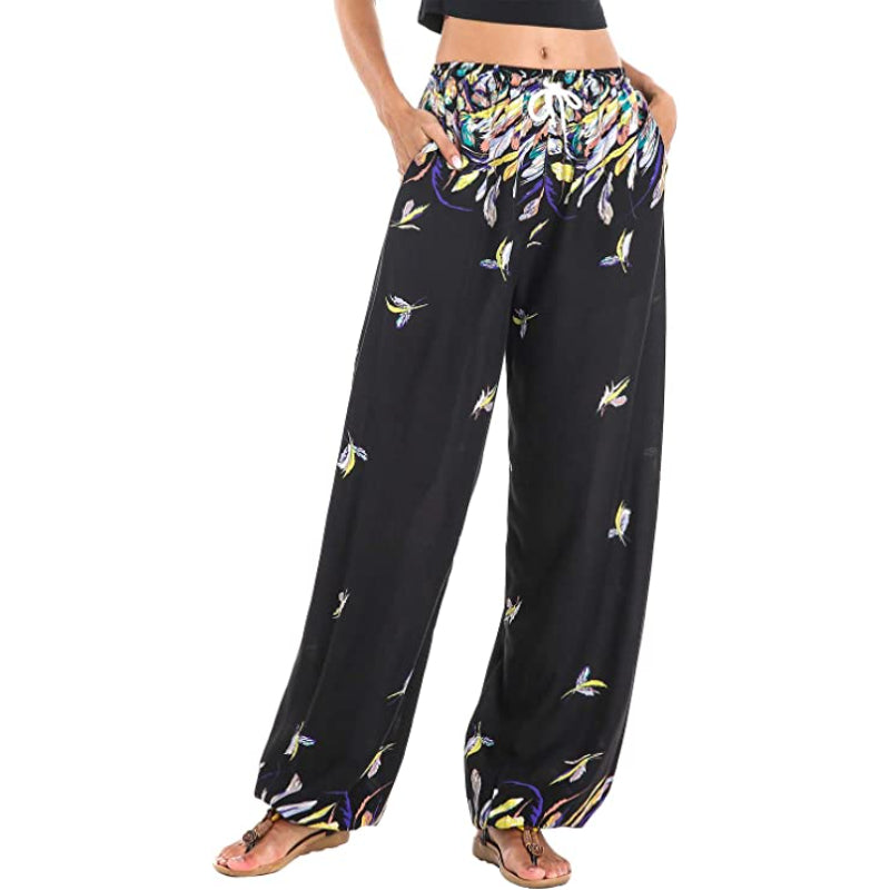 Women's Floral Print Boho Yoga Pants Harem Pants