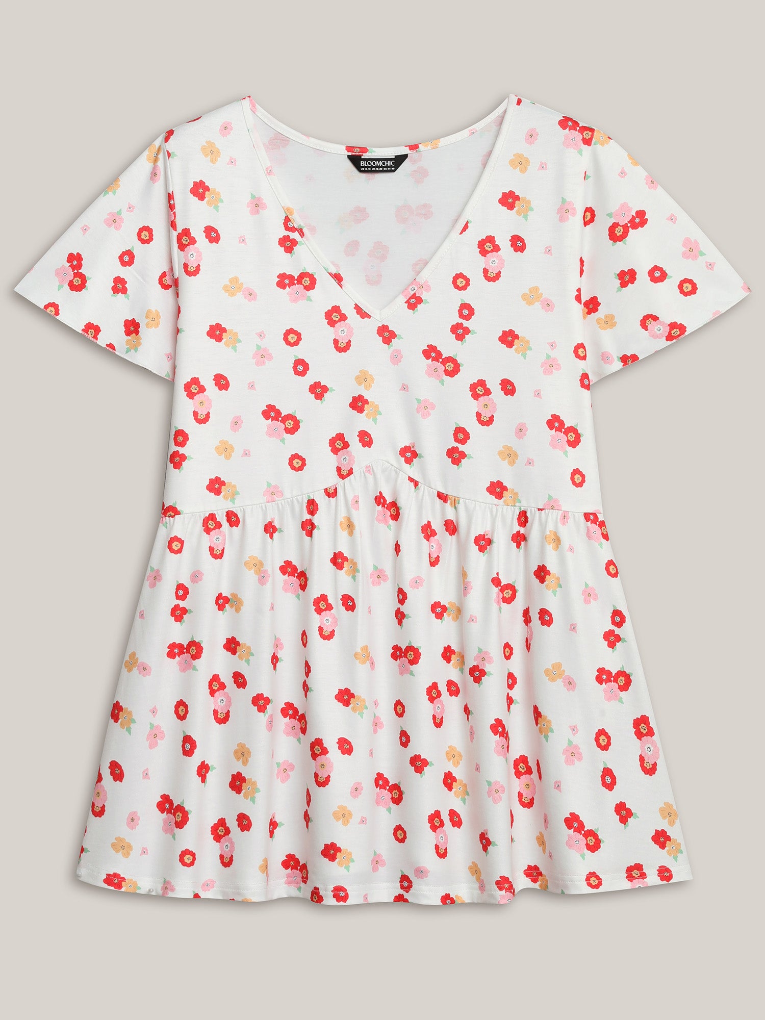Ditsy Floral Print Sheer Babydoll Top