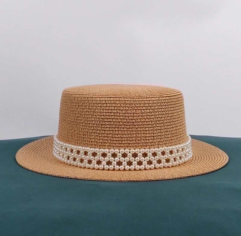 Unisex Elegant Solid Color Flat Eaves Straw Hat
