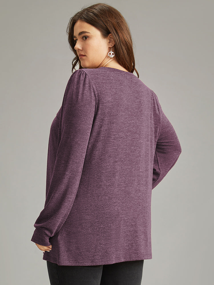 Plain Heather Plicated Detail T-shirt