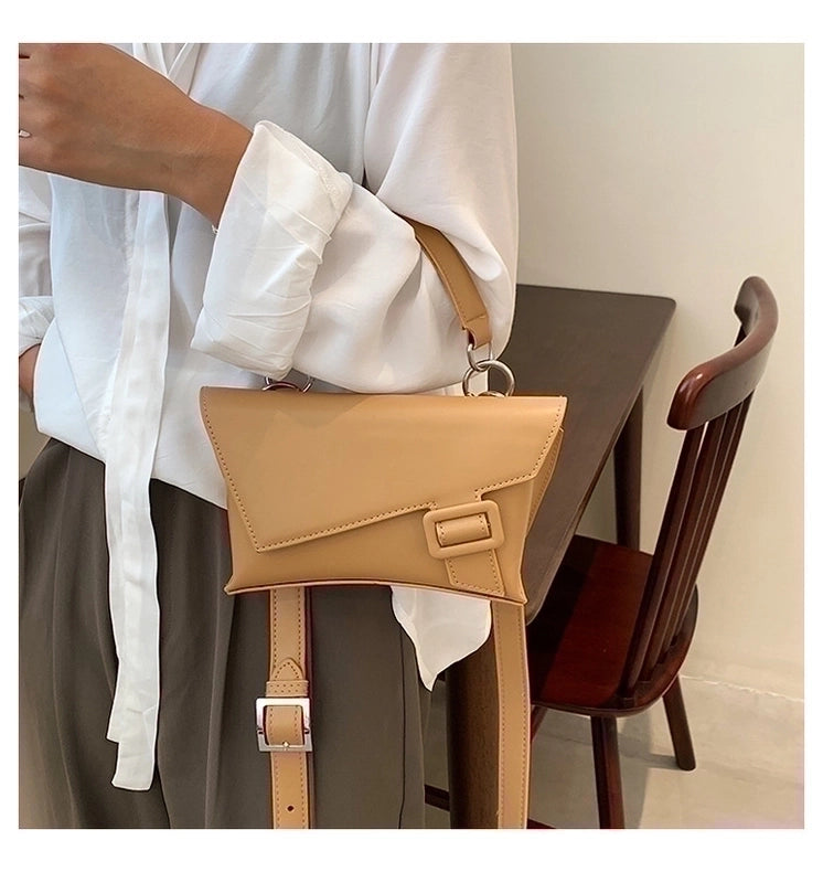 Women's Pu Leather Solid Color Classic Style Magnetic Buckle Shoulder Bag
