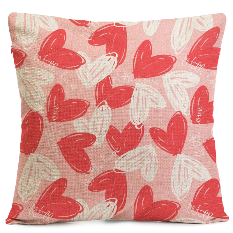 Valentine'S Day Elegant Lady Minimalist Heart Shape Linen Polyester Pillow Cases Couch & Sofa Decor
