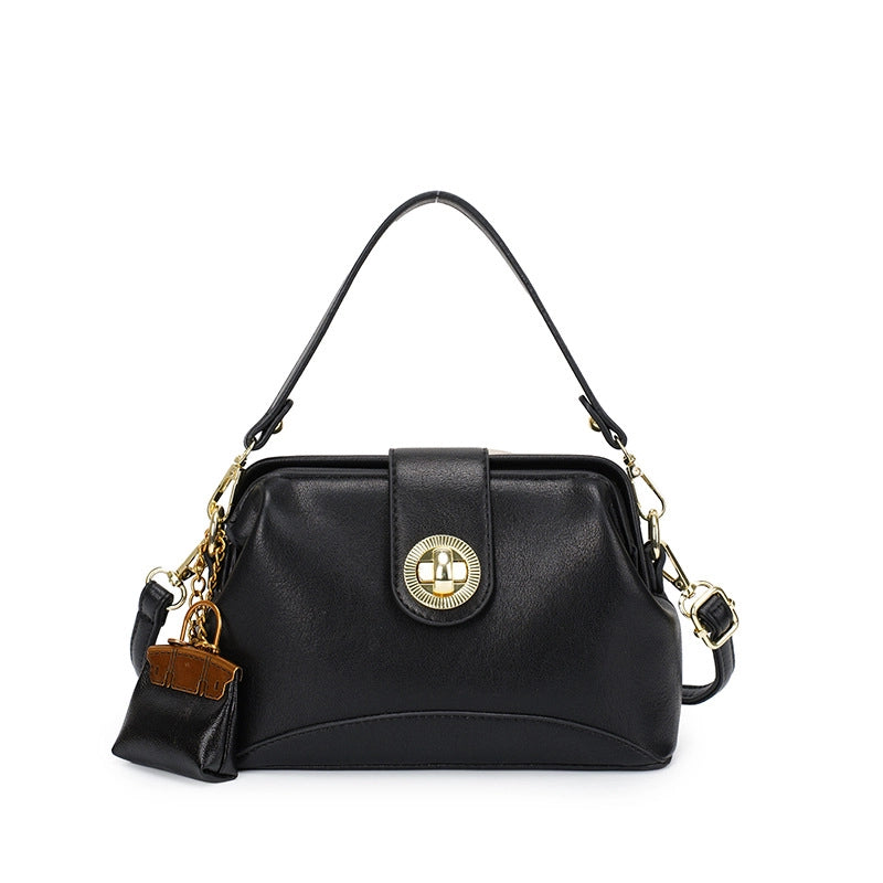 Women's Medium Pu Leather Solid Color Classic Style Streetwear Square Lock Clasp Crossbody Bag
