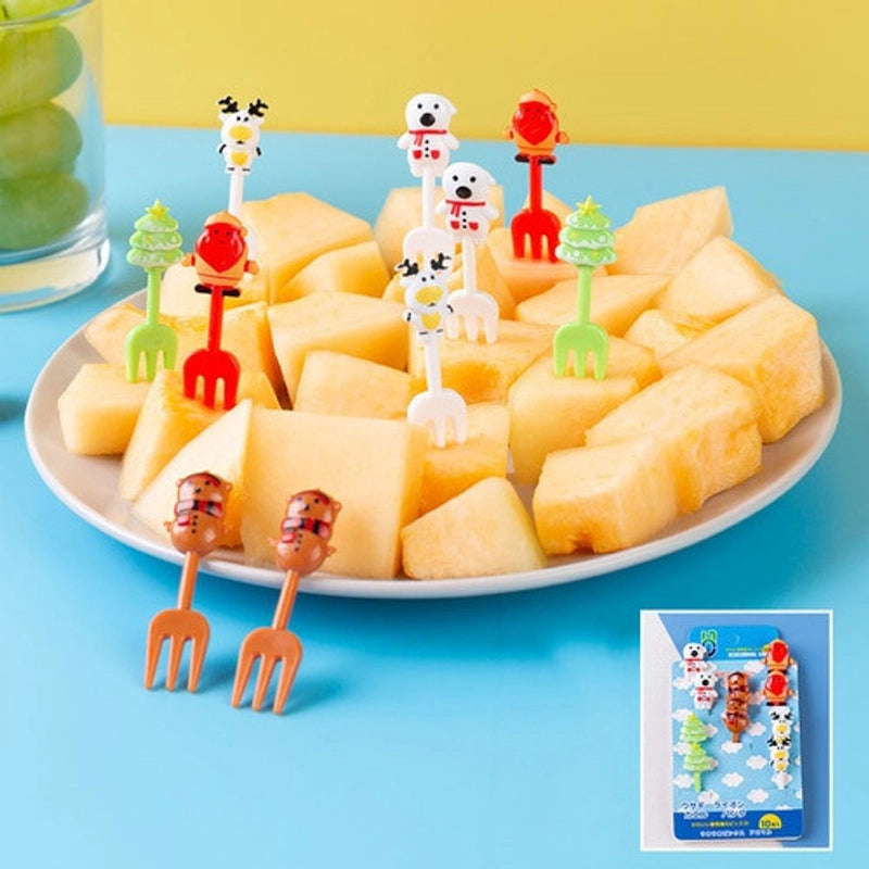 Cute Cartoon Plastic Fruit Fork 1 Set