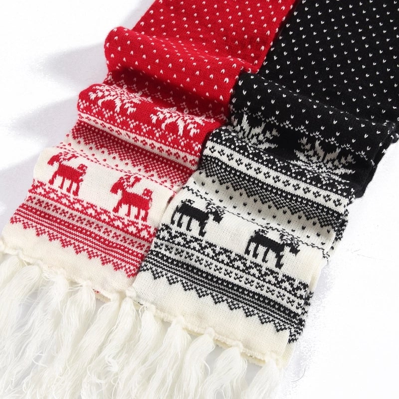 Christmas Gift Snowflake Elk Thickened Wool Couple Warm Scarf Scarf