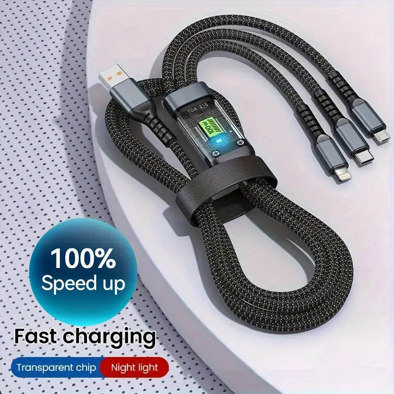 100W 3 in 1 Fast Charging Cable