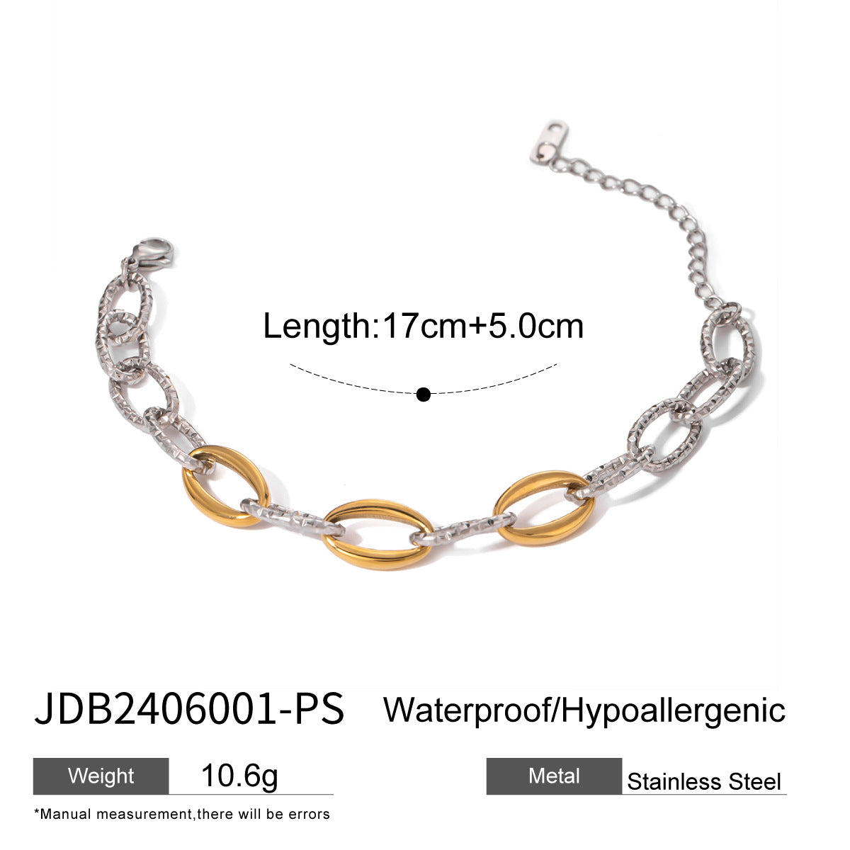 Jie Ding Stainless Steel Beaded Bracelet Color Matching Letter Metal Chain Titanium Steel Jewelry