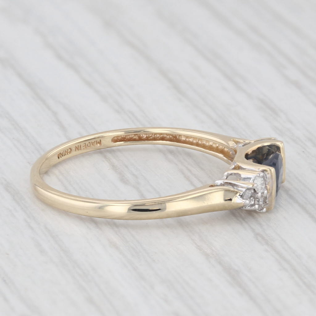 0.70ctw Blue Sapphire Diamond Ring 14k Yellow Gold Size 7 Stackable