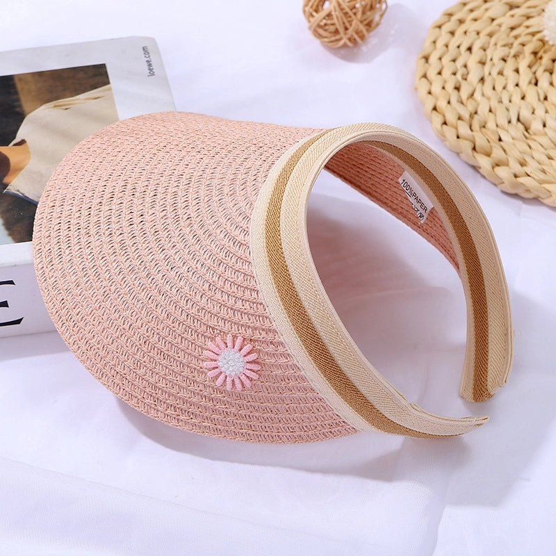 Women's Mini Straw Daisy Vintage Style Round Zipper Straw Bag
