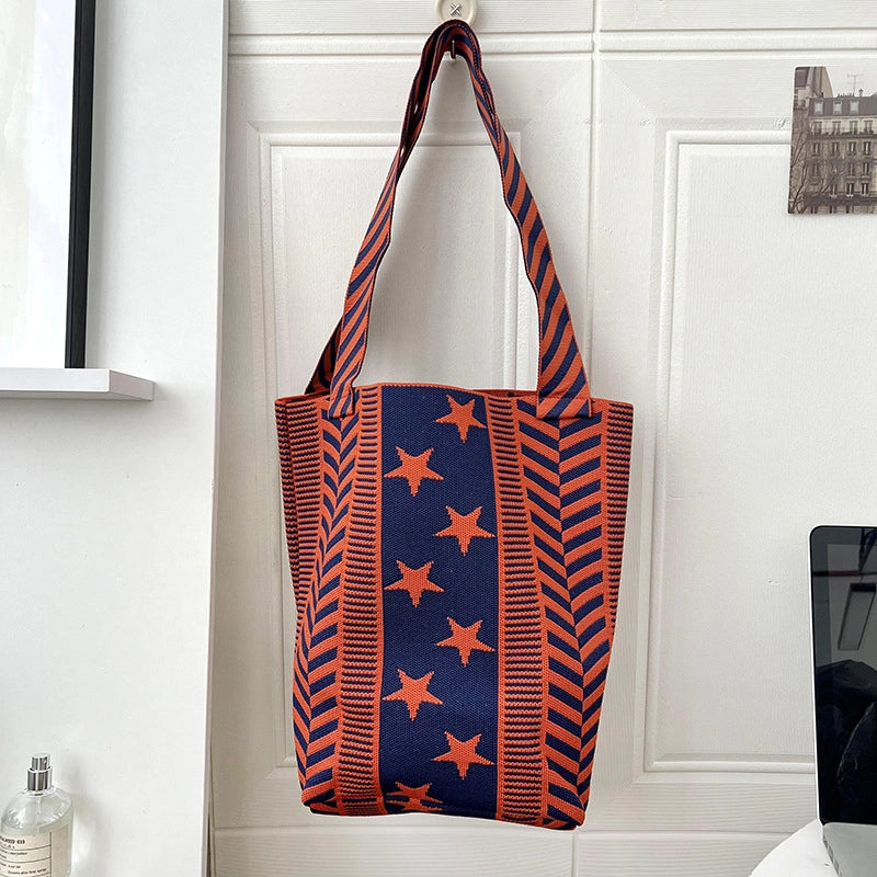 Women's Large Polyester Star Streetwear Square Open Handbag