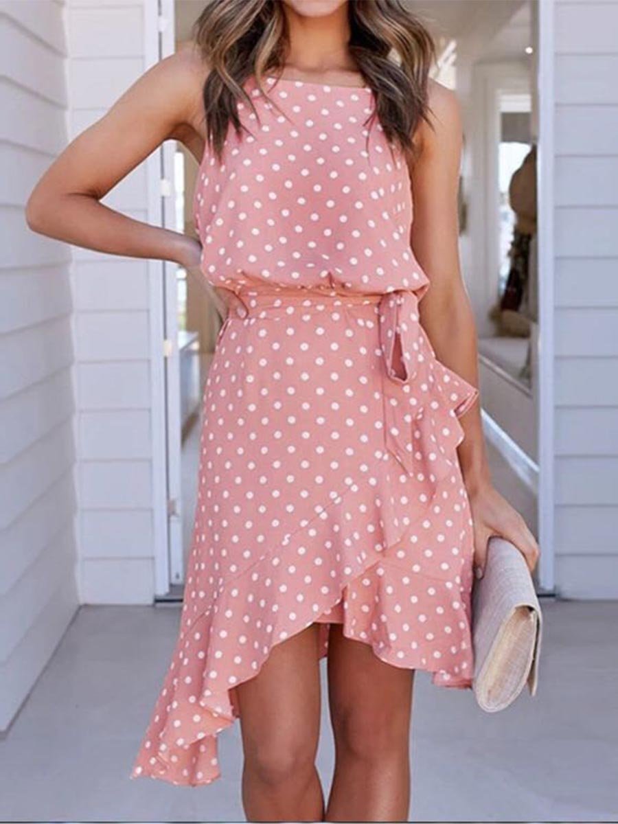 Sling Polka Dot Irregular Dress